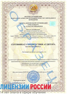 Образец сертификата соответствия аудитора №ST.RU.EXP.00006191-1 Железногорск-Илимский Сертификат ISO 50001