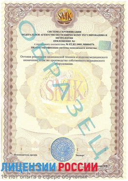 Образец сертификата соответствия (приложение) Железногорск-Илимский Сертификат ISO 13485